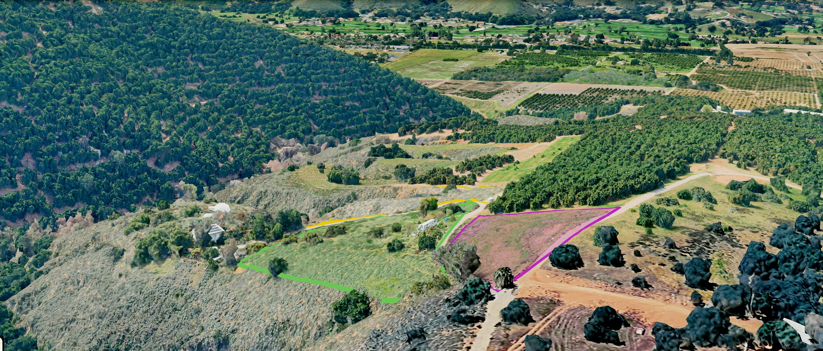 Overhead view across Pauma Valley from the farm